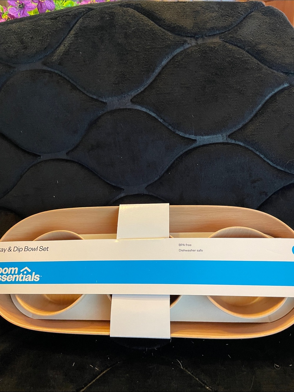 Room Essentials Light Wood Tray & Dip Bowl Set